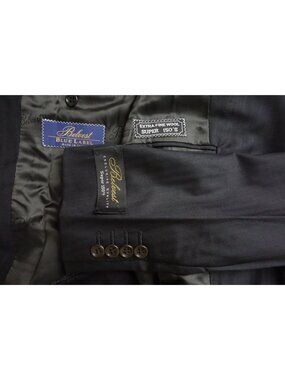 Belvest Black S150s Wool 2 Pc Suit Jacket Pants Sz 46R US BRAND NEW